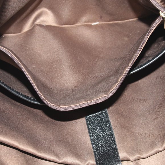 Bostanten Black Leather Messenger Shoulder Bag - Picture 10 of 13